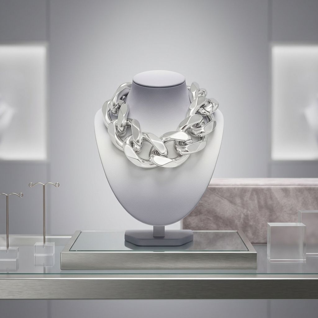 Ultra Chunky Silver Link Chain Runway Necklace