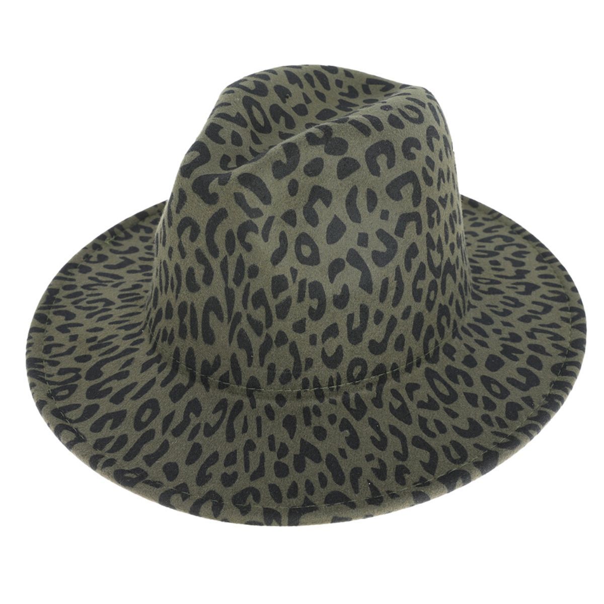Fedora Olive Green Leopard Print Hat