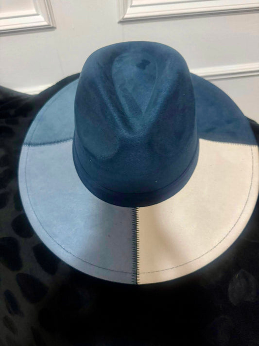 Wide brim patchwork hat