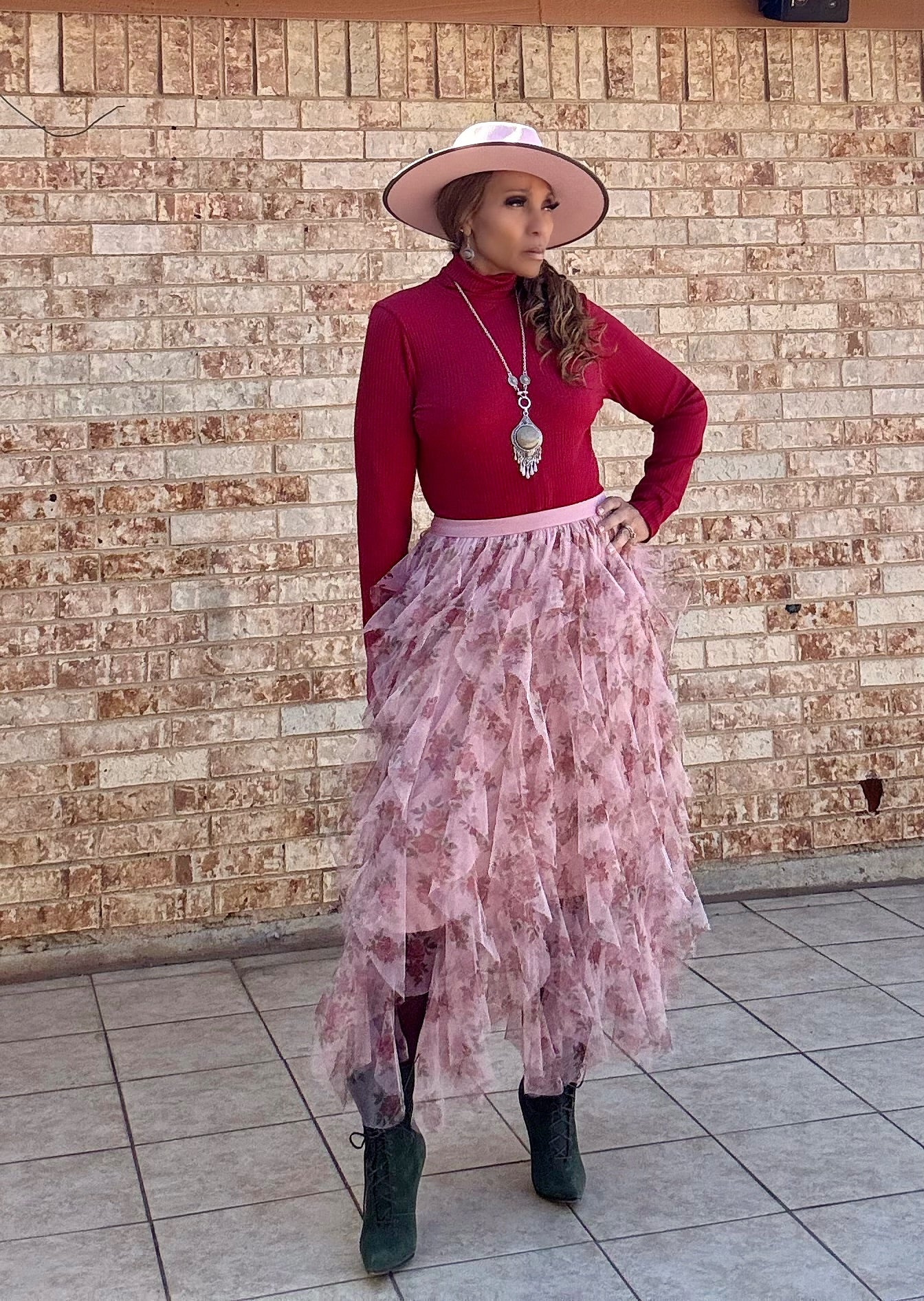 Pink and Olive fedora