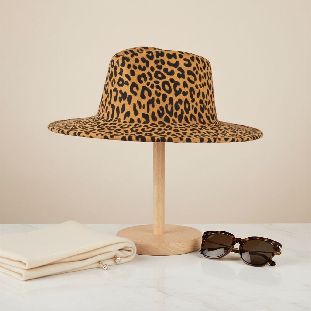 Fedora Camel Brown Leopard Print Hat