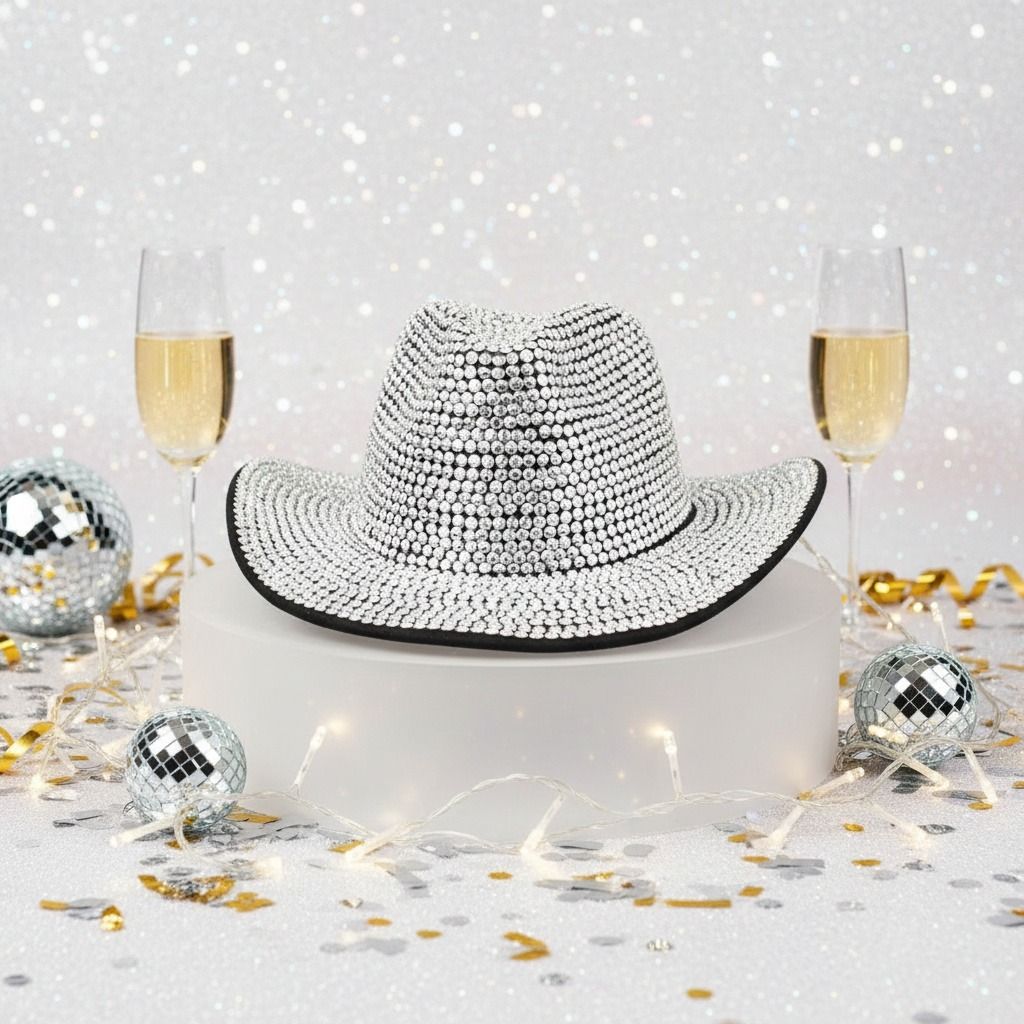 Fedora Black with Silver Rhinestone Bling Hat