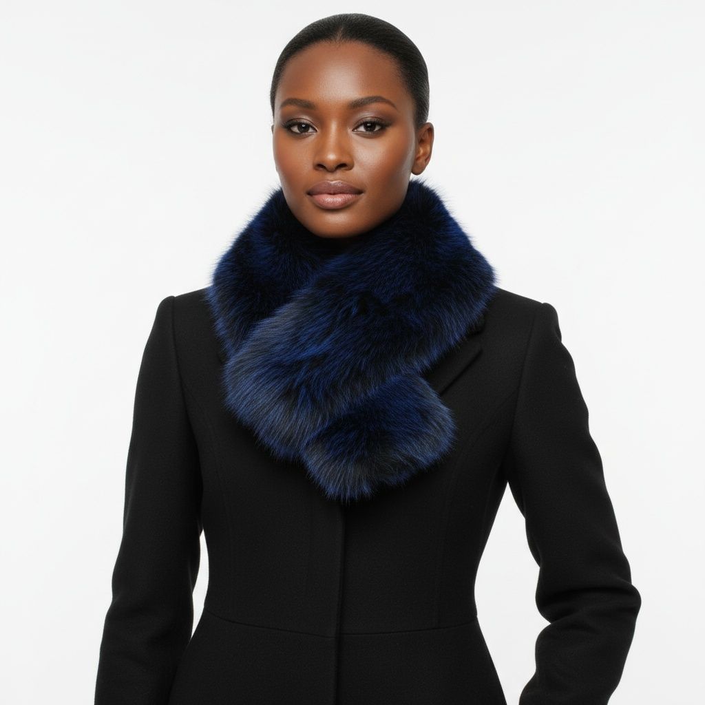 Scarf Luxe Faux Fur Blue Collar Winter Stole