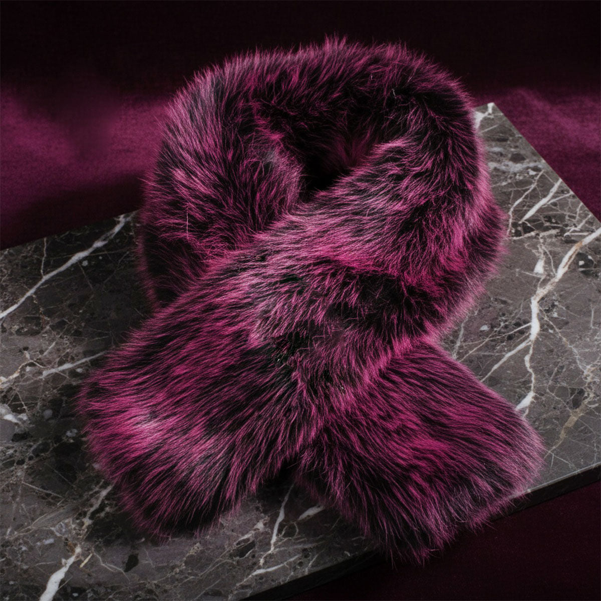 Scarf Luxe Faux Fur Fuchsia Collar Winter Stole