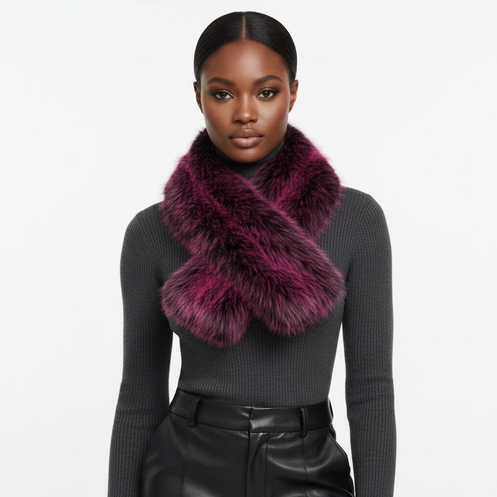 Scarf Luxe Faux Fur Fuchsia Collar Winter Stole