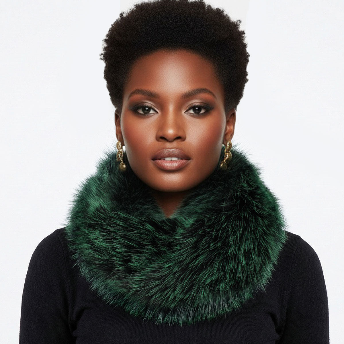 Scarf Luxe Faux Fur Green Collar Winter Stole