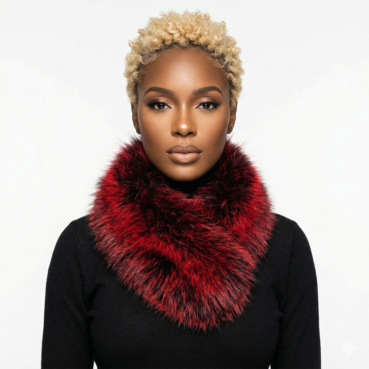 Scarf Luxe Faux Fur Red Collar Winter Stole
