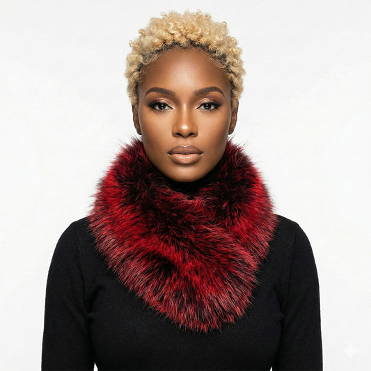 Scarf Luxe Faux Fur Red Collar Winter Stole