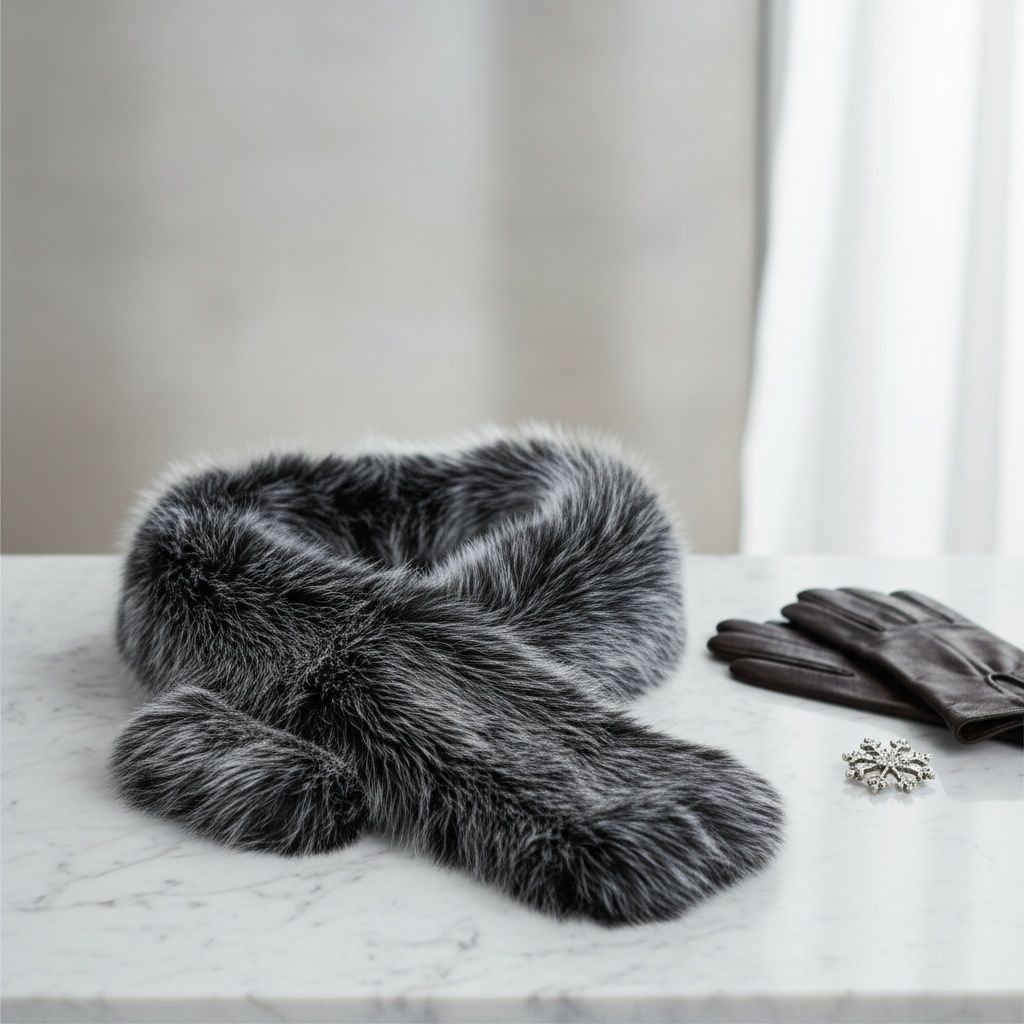 Scarf Luxe Faux Fur White Collar Winter Stole