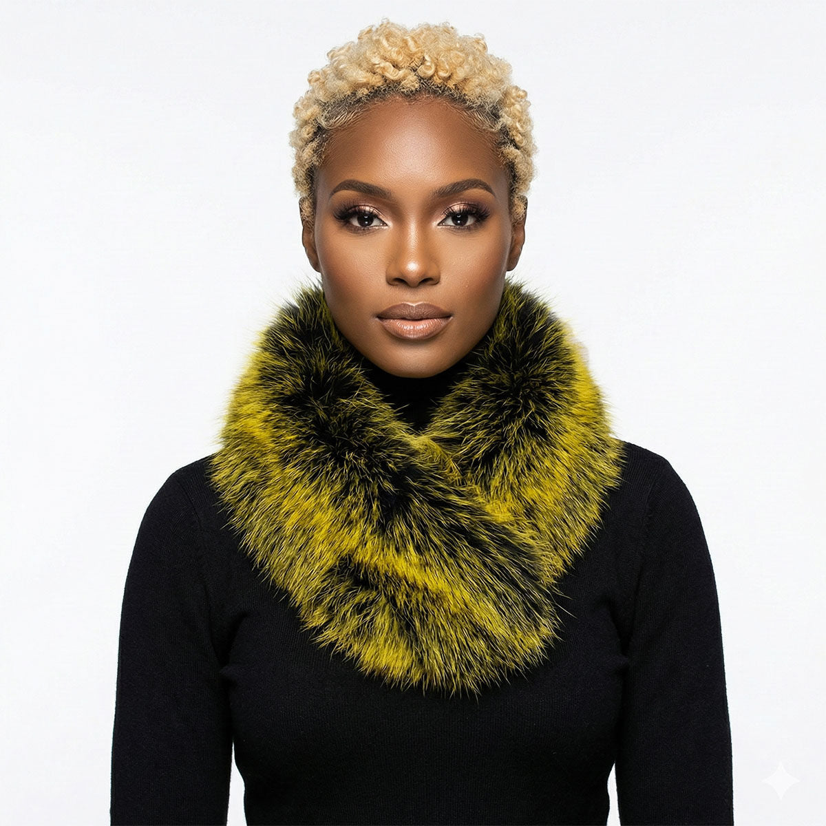 Scarf Luxe Faux Fur Yellow Collar Winter Stole
