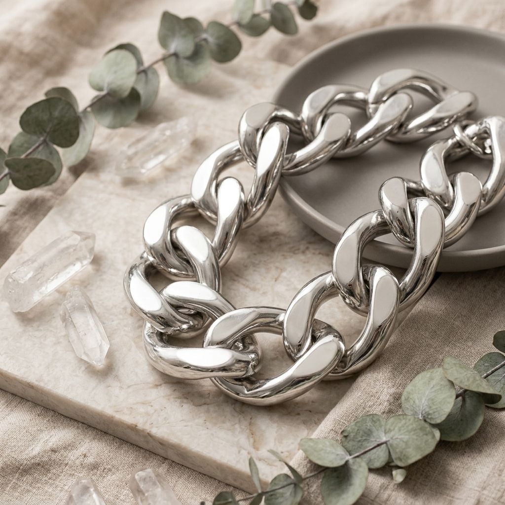 Ultra Chunky Silver Link Chain Runway Necklace